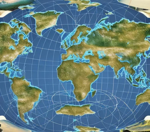 Projections used to represent the Earth on a geographical map