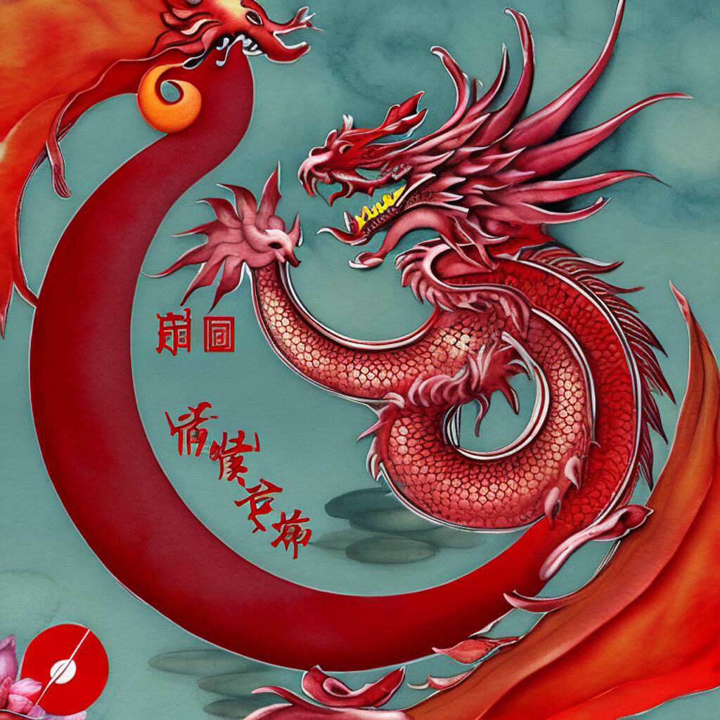 Symbols in Chinese culture. The Dragon, Phoenix, Red Envelope, Lotus Flower, Yin and Yang, Double happiness Symbol, Four Gods