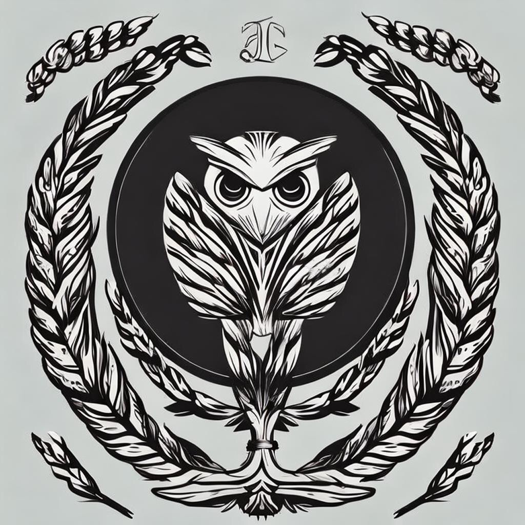 Symbols in Greek culture. Owl, Laurel Wreath, Olive branch, Anchor, Phoenix, Trident, Minotaur