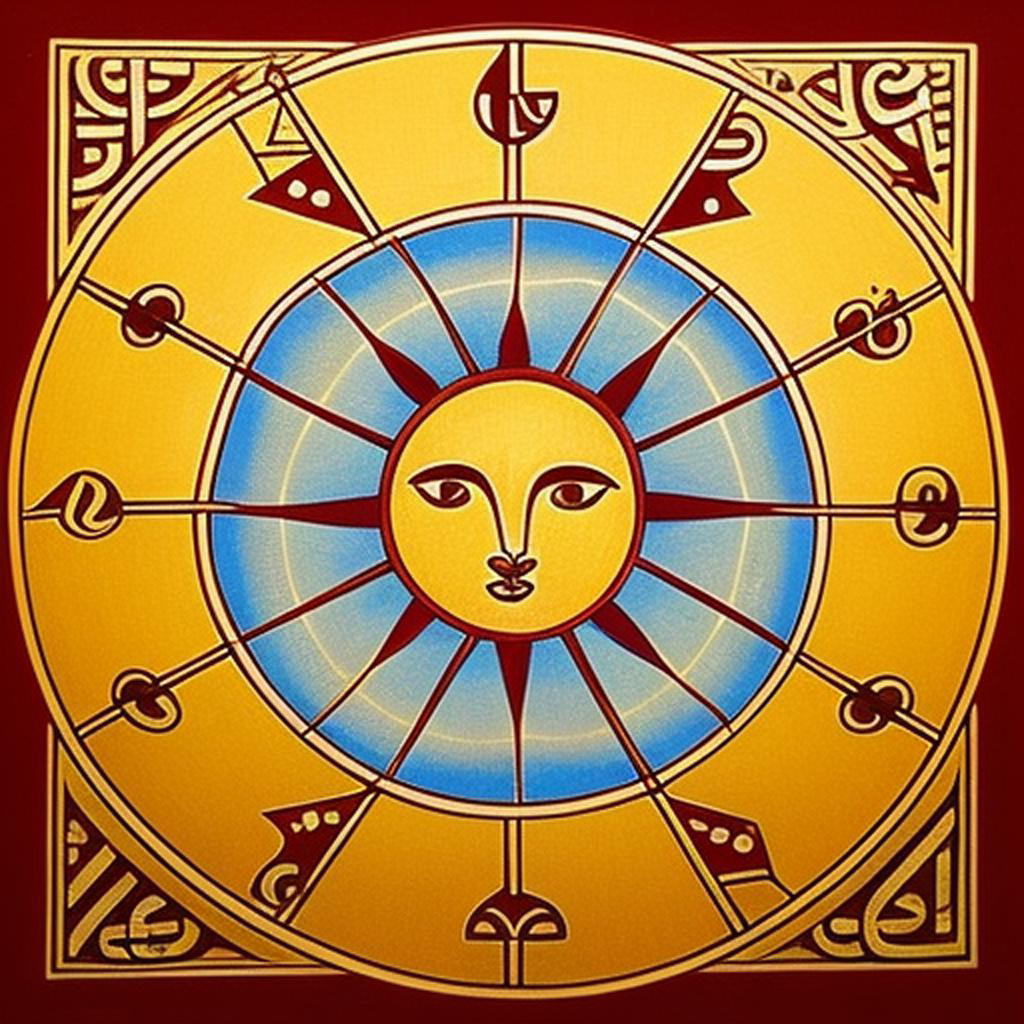 Symbols in Aramaic culture. Lion, Star, Cross, Olive Tree, Hand, Eagle, Sun.