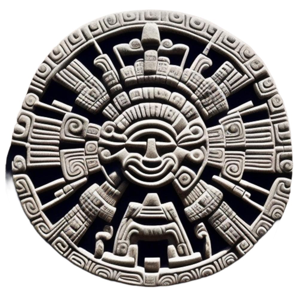 Symbols in Aztec culture. Calender stone, feathered serpent, eagle warrior, sun, cempõhualli, tlaloc, templo mayor
